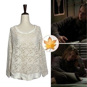 Free People • All Over Brushed Lace Pullover Sweater S Ivory ASO Violet Harmon